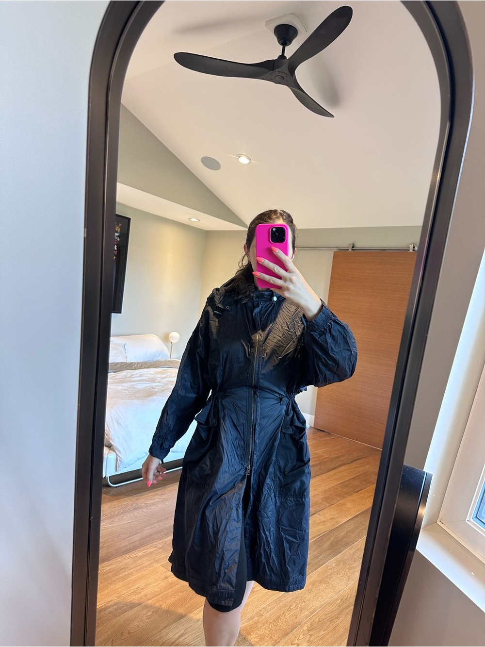 Vince Black Lightweight Zip-Up nylon windbreaker